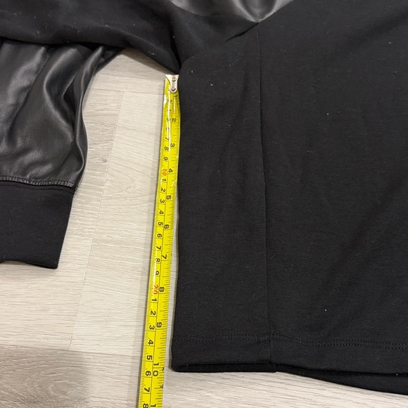 Express Black Sweatshirt with Faux Leather Sleeves - Picture 7 of 8